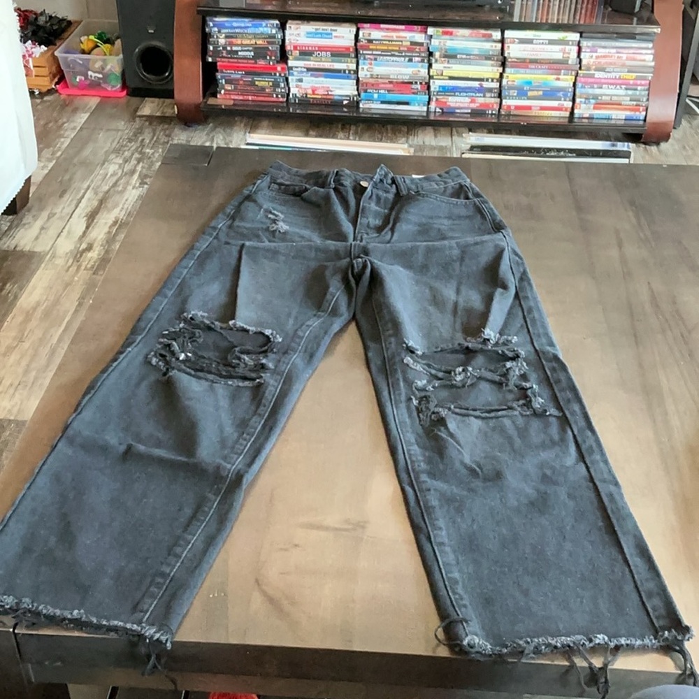 SHEIN Light Blue Distressed Boyfriend Jeans
